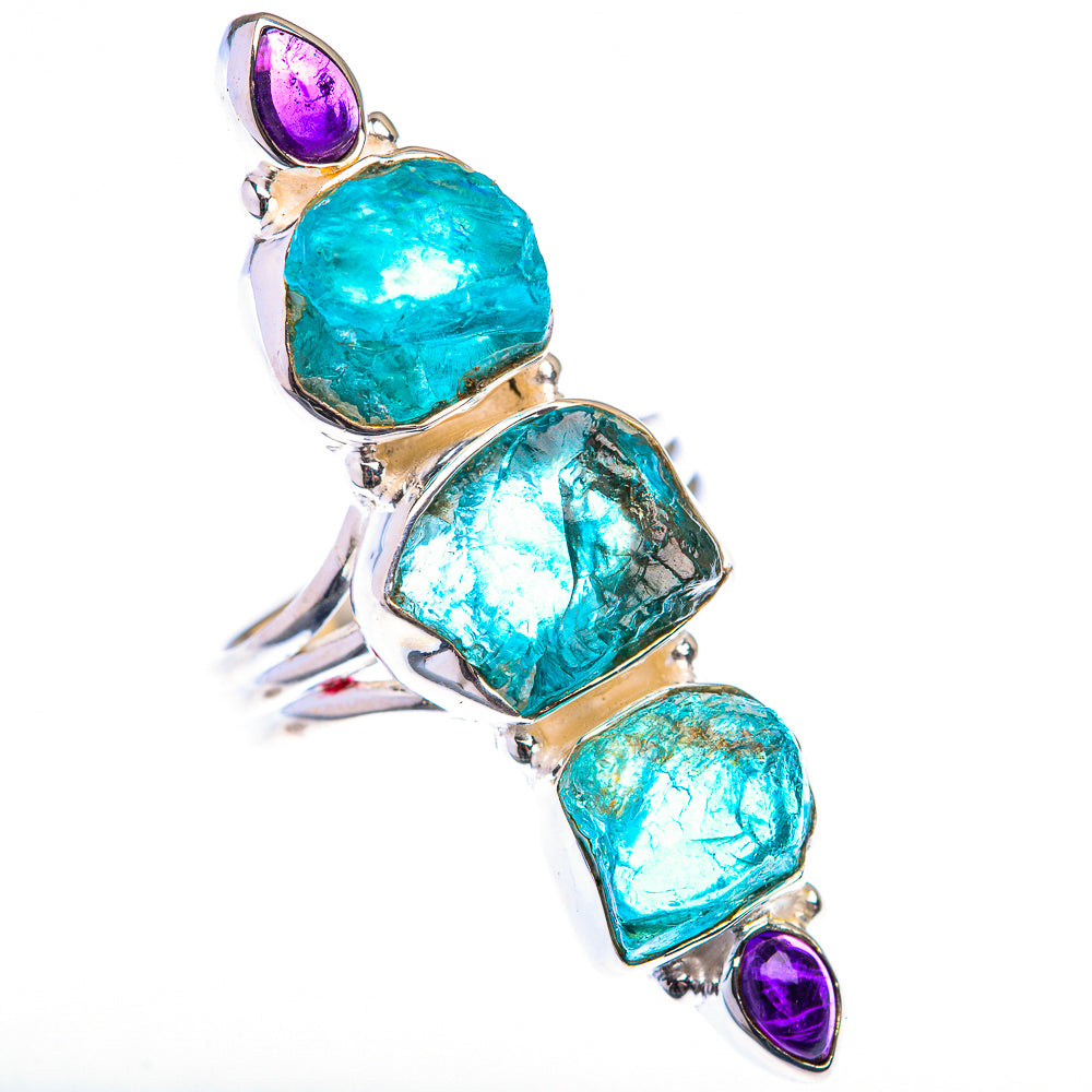 Large Blue Fluorite, Amethyst Ring Size 9.25 (925 Sterling Silver) RING139980