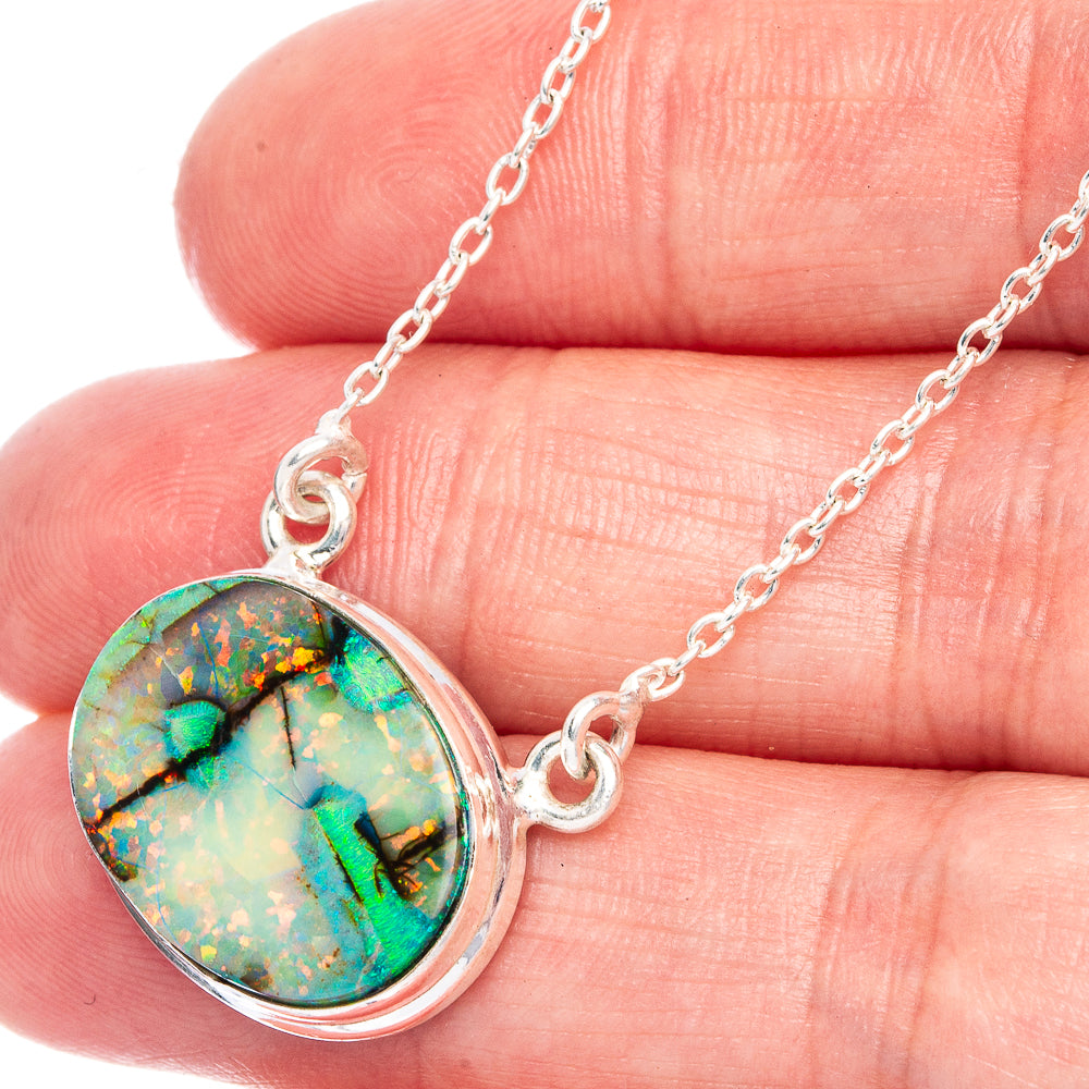 Rare Sterling Opal Necklace 18 3/8" (925 Sterling Silver) N90029