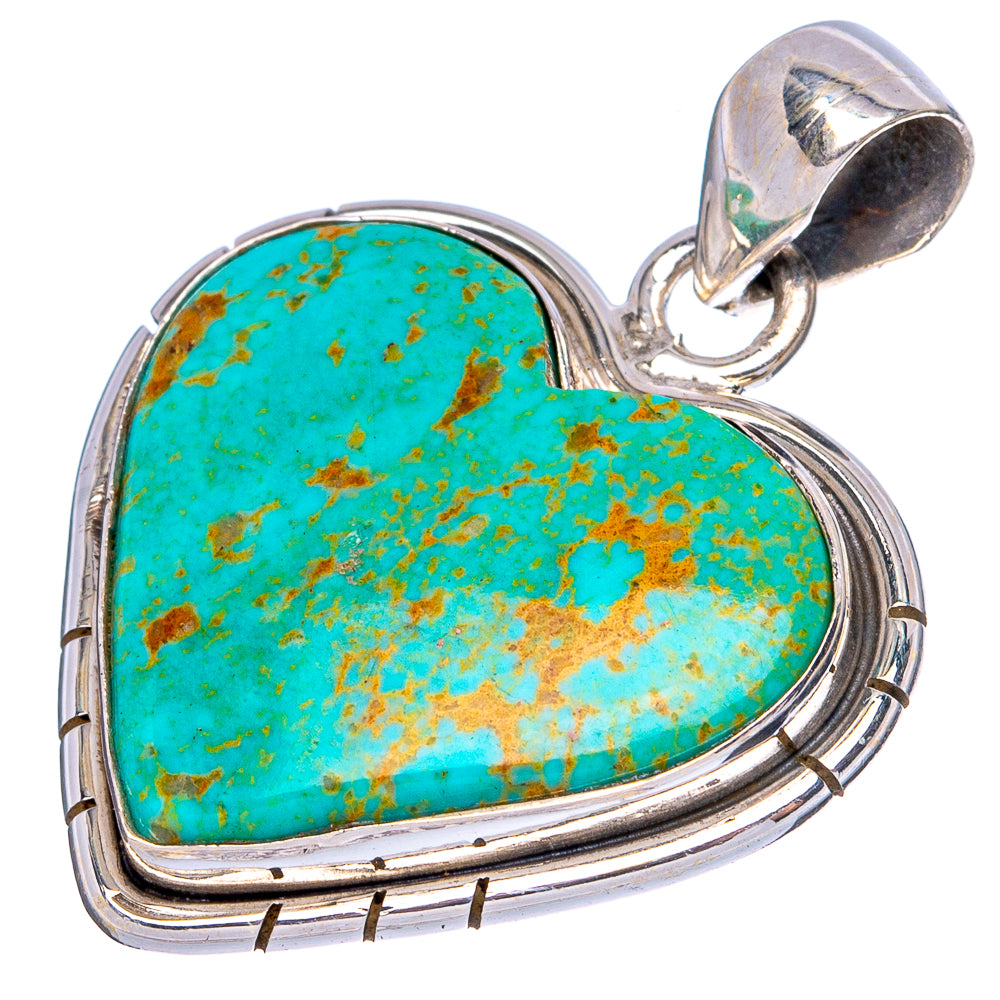 Rare Arizona Turquoise Heart Pendant 1 3/8" (925 Sterling Silver) P43507