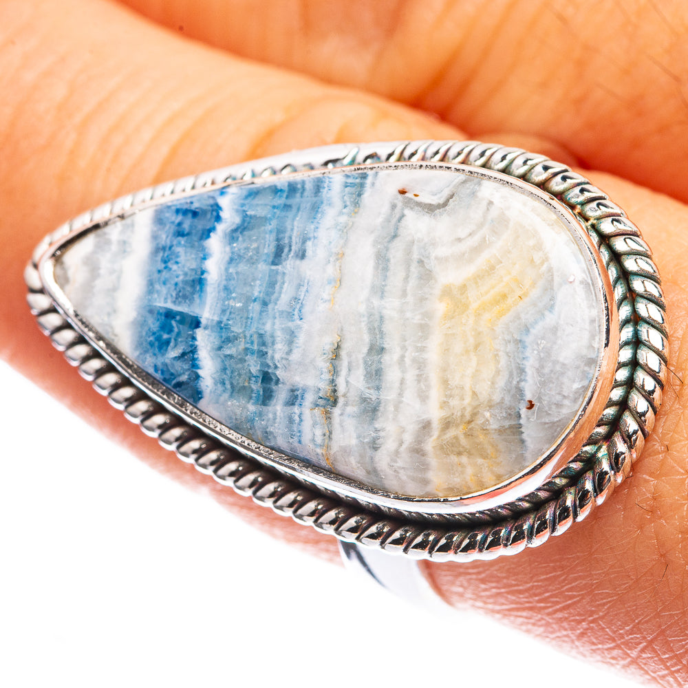 Blue Scheelite Ring Size 8.25 (925 Sterling Silver) R142926