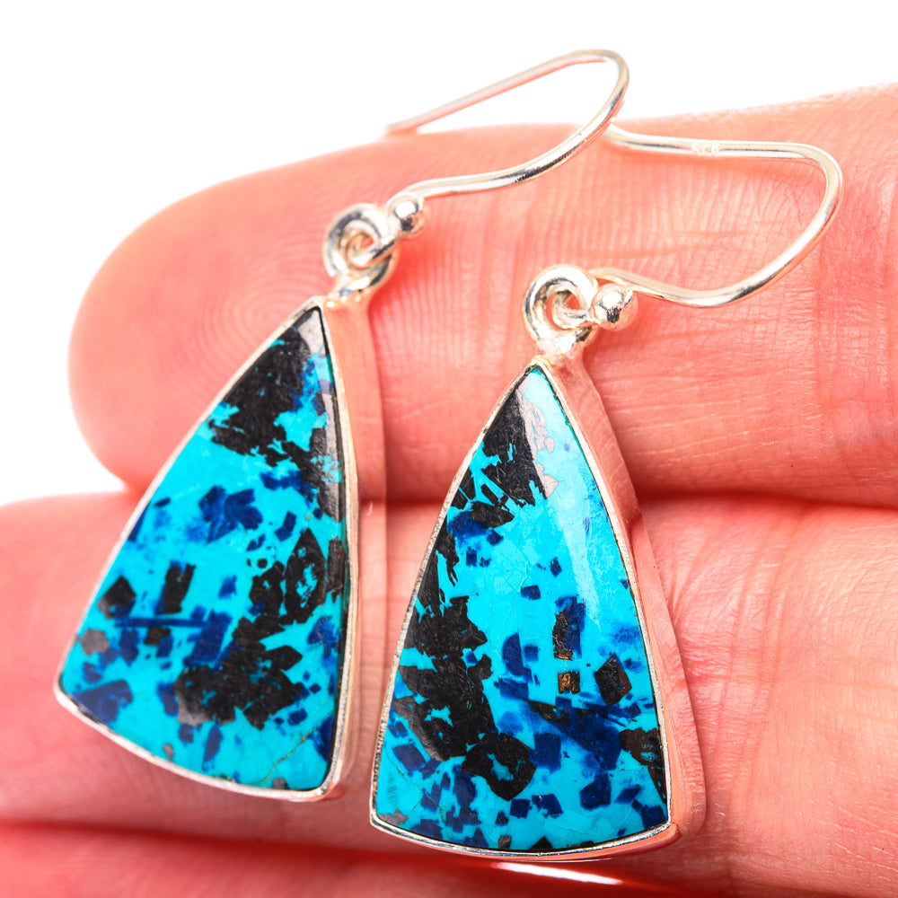 Shattuckite Earrings 1 3/8" (925 Sterling Silver) EARR432190