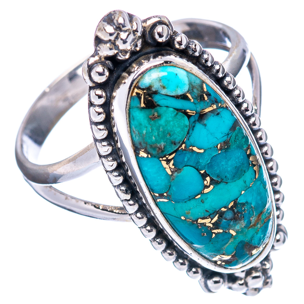 Blue Copper Turquoise Ring Size 7 (.925 Sterling Silver)