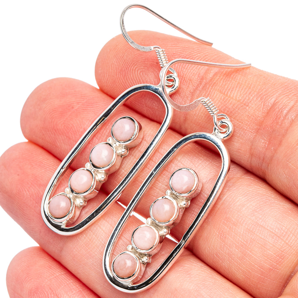 Pink Opal 925 Sterling Silver Premium Earrings 1 7/8" (925 Sterling Silver) E2237