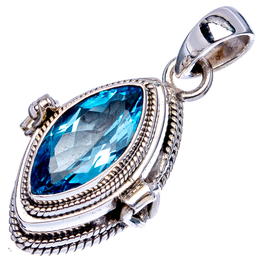 Premium Blue Topaz Poison Pendant 1 3/8" (.925 Sterling Silver)