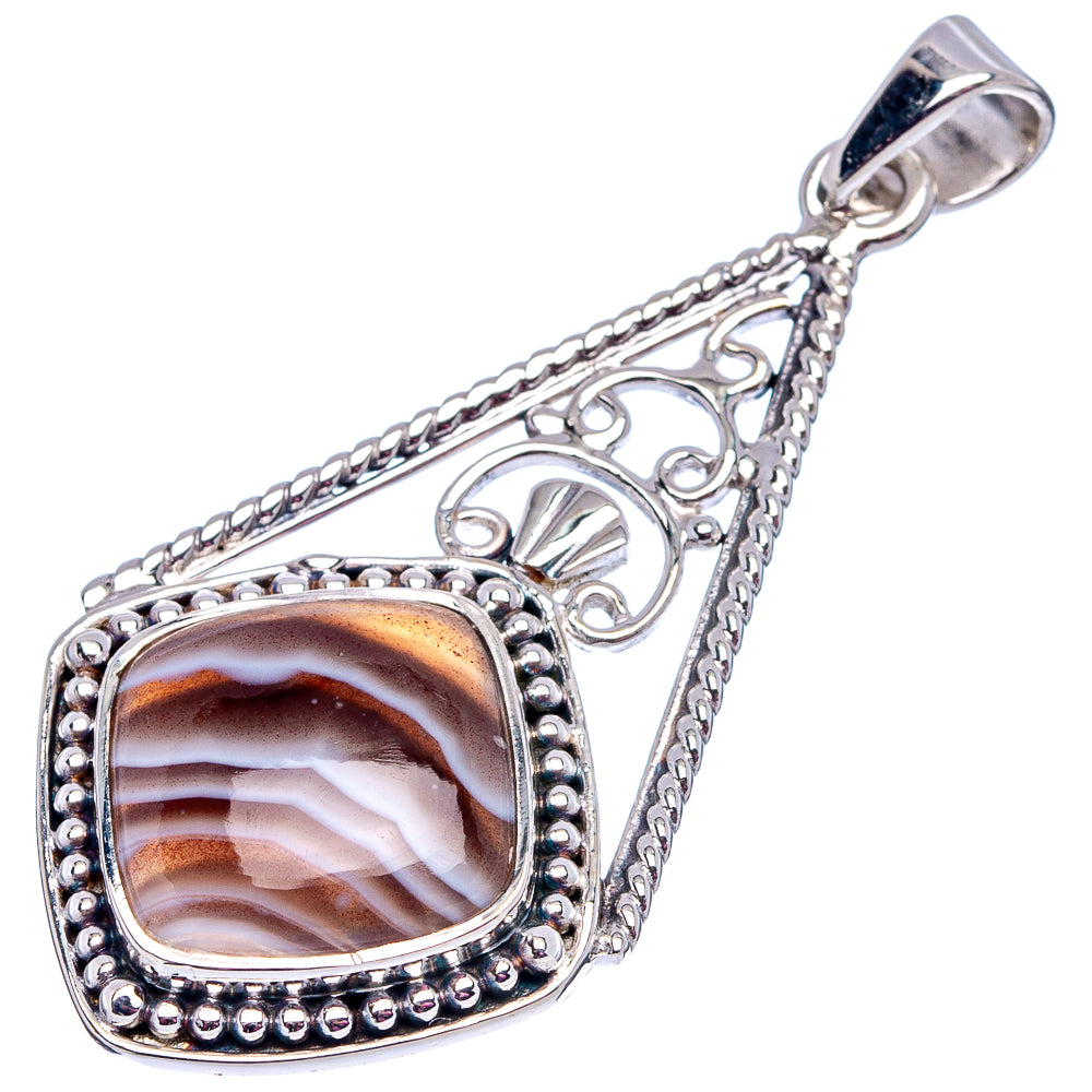Premium Botswana Agate Pendant 1 7/8" (.925 Sterling Silver)