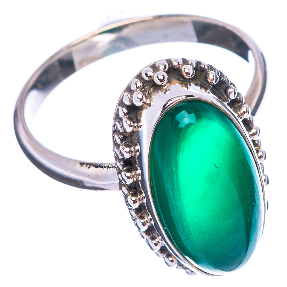 Green Onyx Ring Size 7.25 (.925 Sterling Silver)
