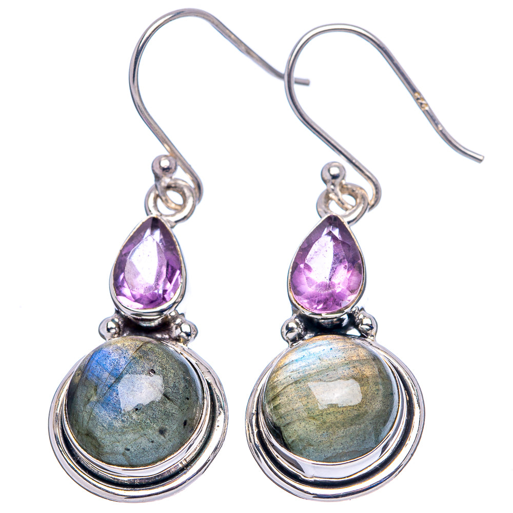 Labradorite Earrings 1 1/2" (.925 Sterling Silver)