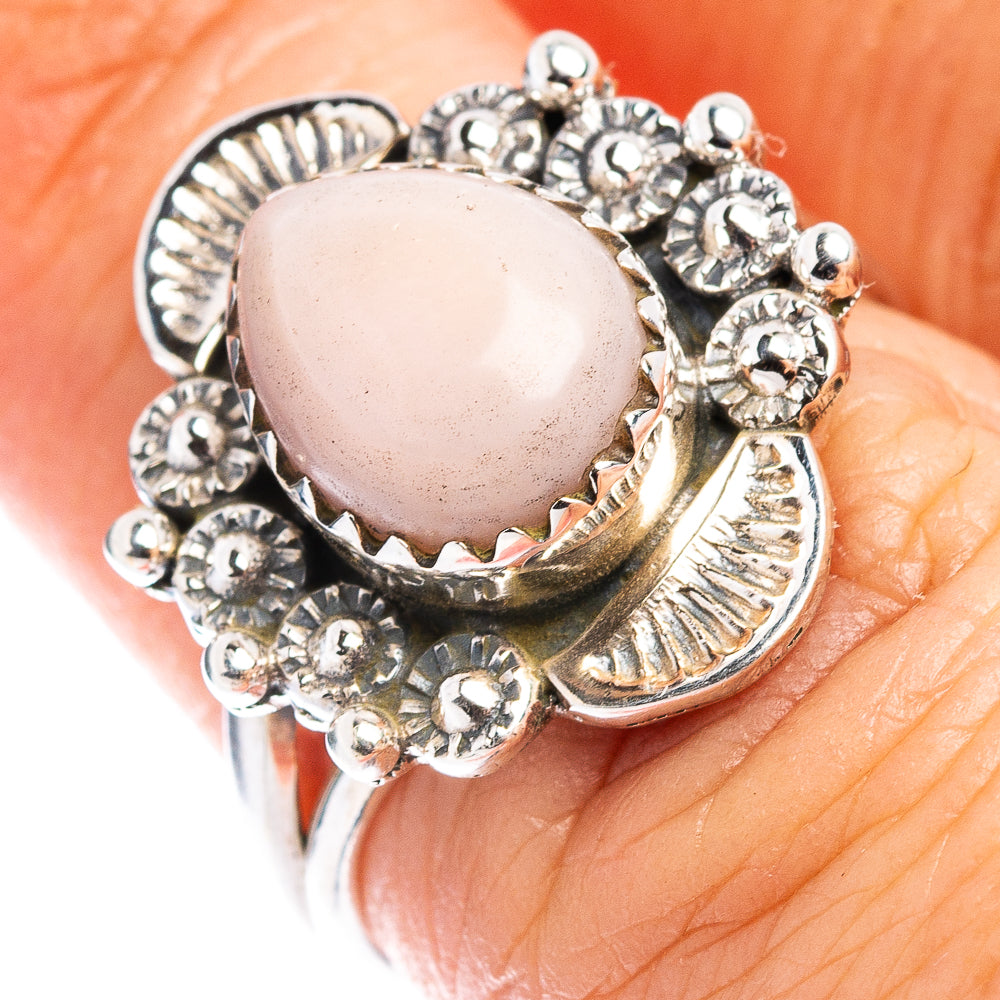 Pink Opal Native Style Ring Size 6 (.925 Sterling Silver)