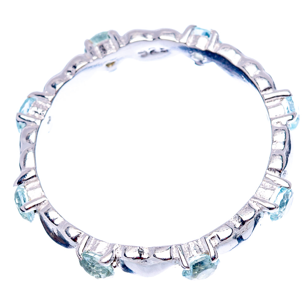 Blue Topaz Heart Dainty Ring Size 6.75 (.925 Sterling Silver)