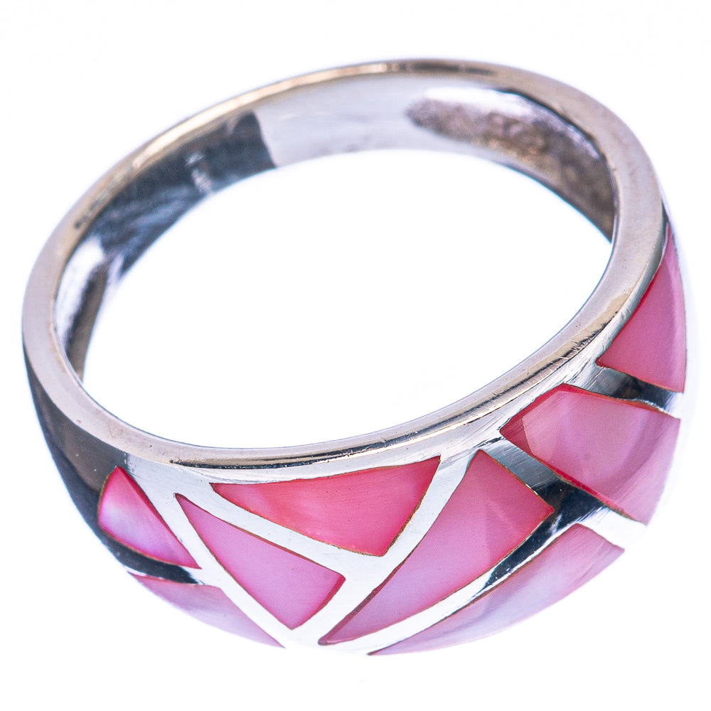 Mother Of Pearl Inlay Ring Size 7.5 (925 Sterling Silver) R3014