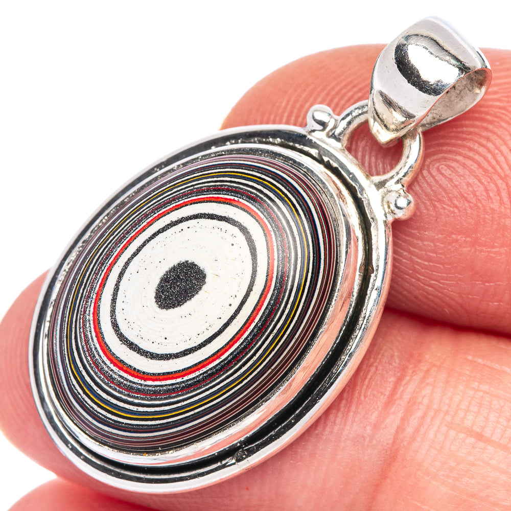 Rare Fordite Pendant 1 1/4" (925 Sterling Silver) P39977