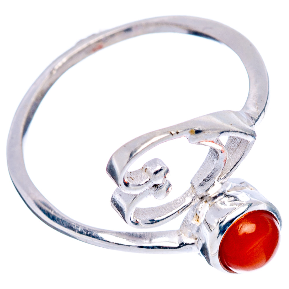 Carnelian Heart Dainty Ring Size 7 Adjustable (.925 Sterling Silver)