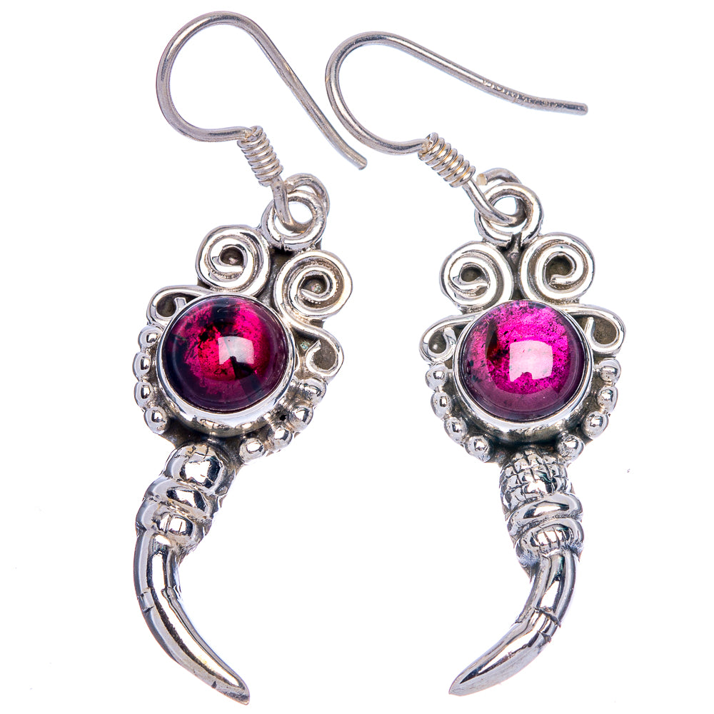 Garnet Earrings 1 5/8" (925 Sterling Silver) E433246
