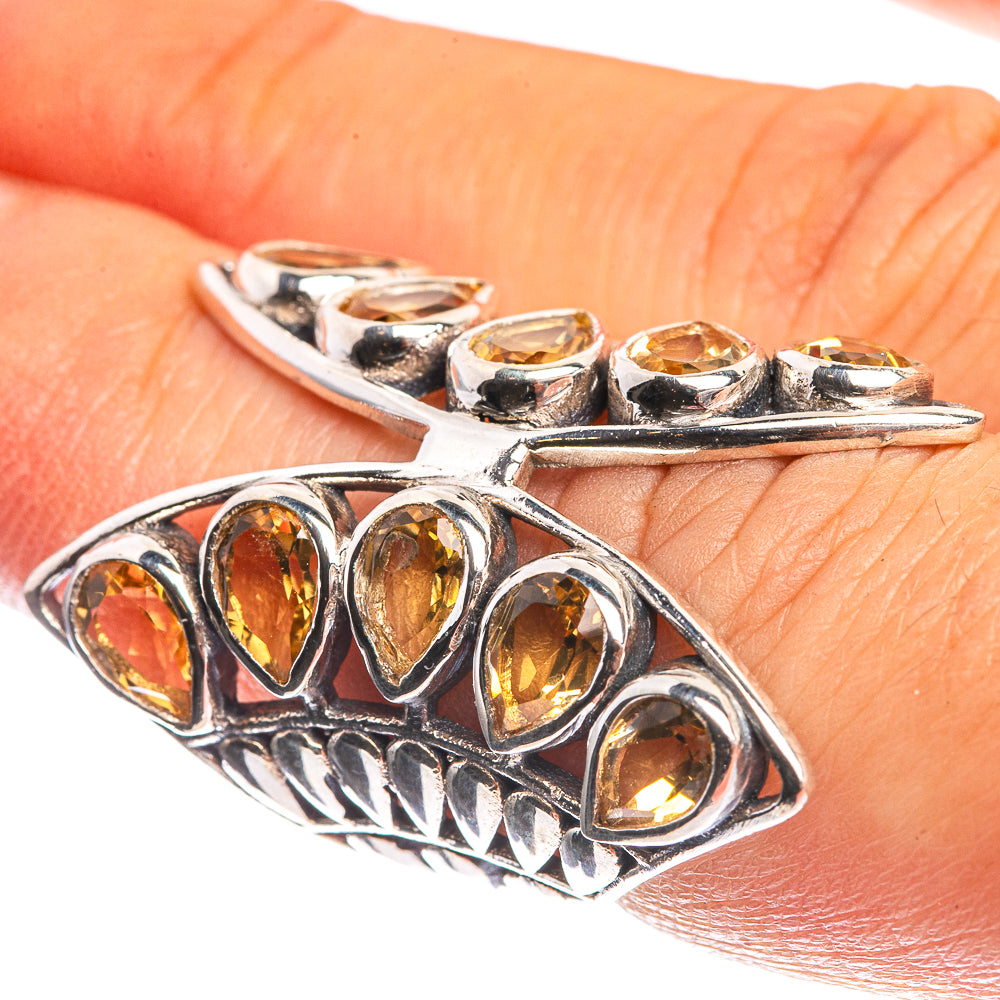 Large Faceted Citrine 925 Sterling Silver Ring Size 5.5
