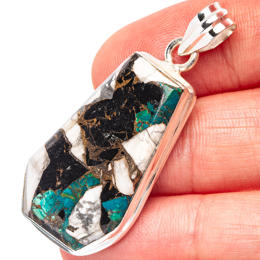 Chrysocolla Matrix Pendant 1 3/4" (.925 Sterling Silver)
