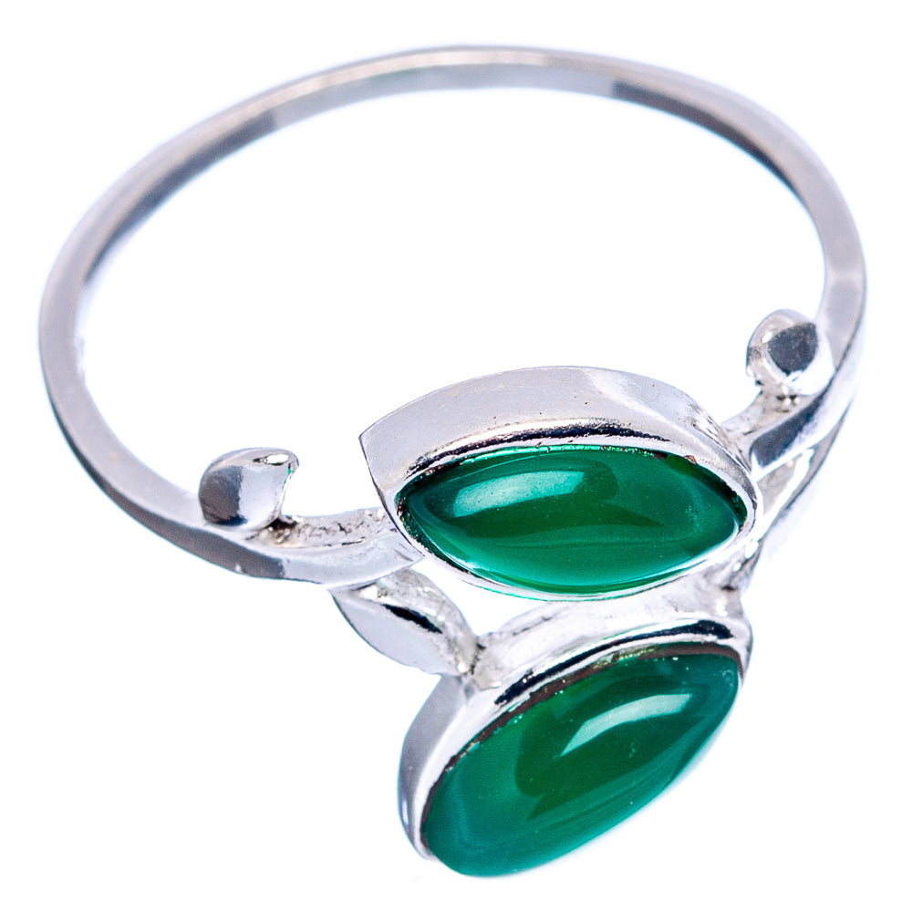 Green Onyx Leaf Dainty Ring Size 7 (.925 Sterling Silver)