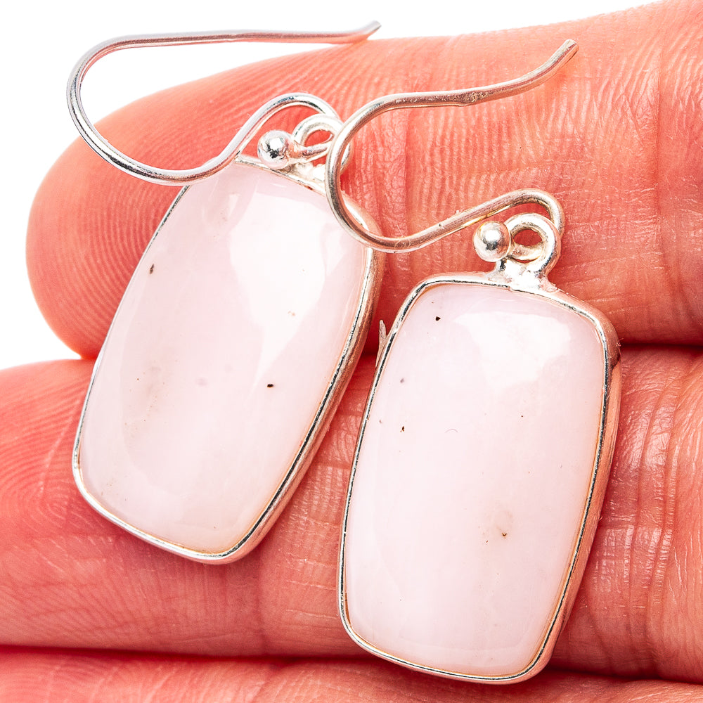Pink Opal Earrings 1 3/8" (.925 Sterling Silver)