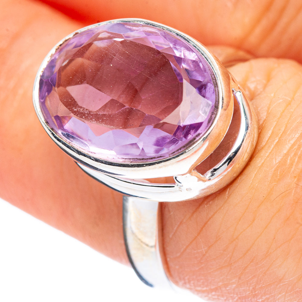 Faceted Amethyst Ring Size 6.75 (925 Sterling Silver) R4543