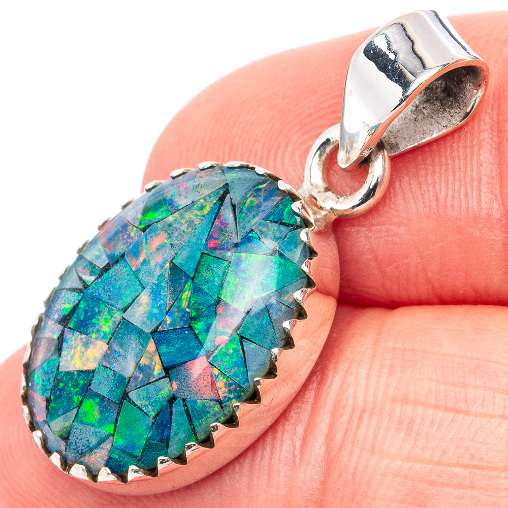 Rare Triplet Opal Pendant 1 1/4" (.925 Sterling Silver)
