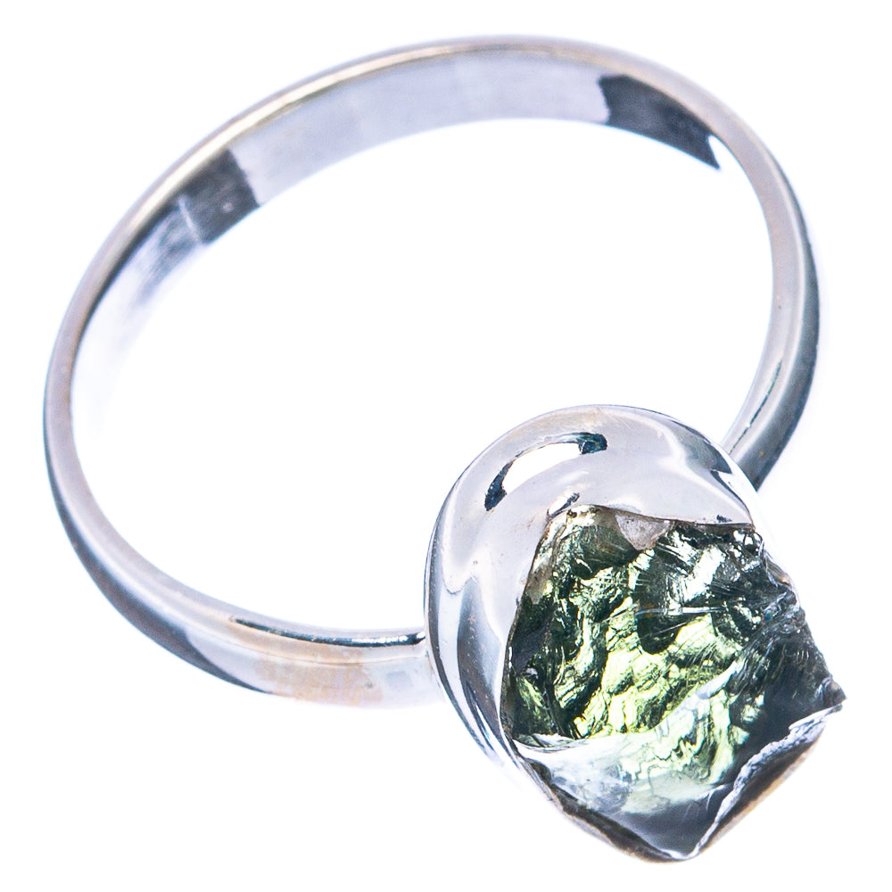 Rare Raw Moldavite Ring Size 9 (.925 Sterling Silver)