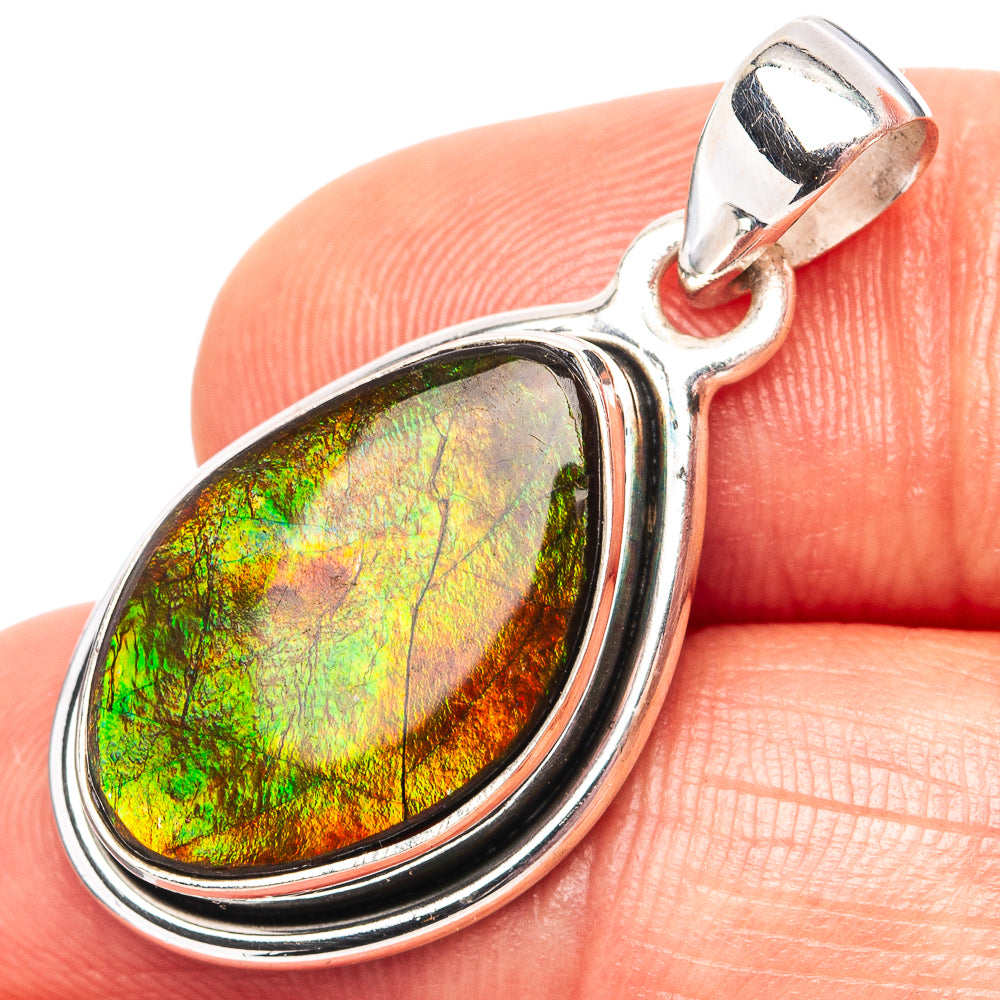 Premium Canadian Ammolite Pendant 1 1/4" (.925 Sterling Silver)