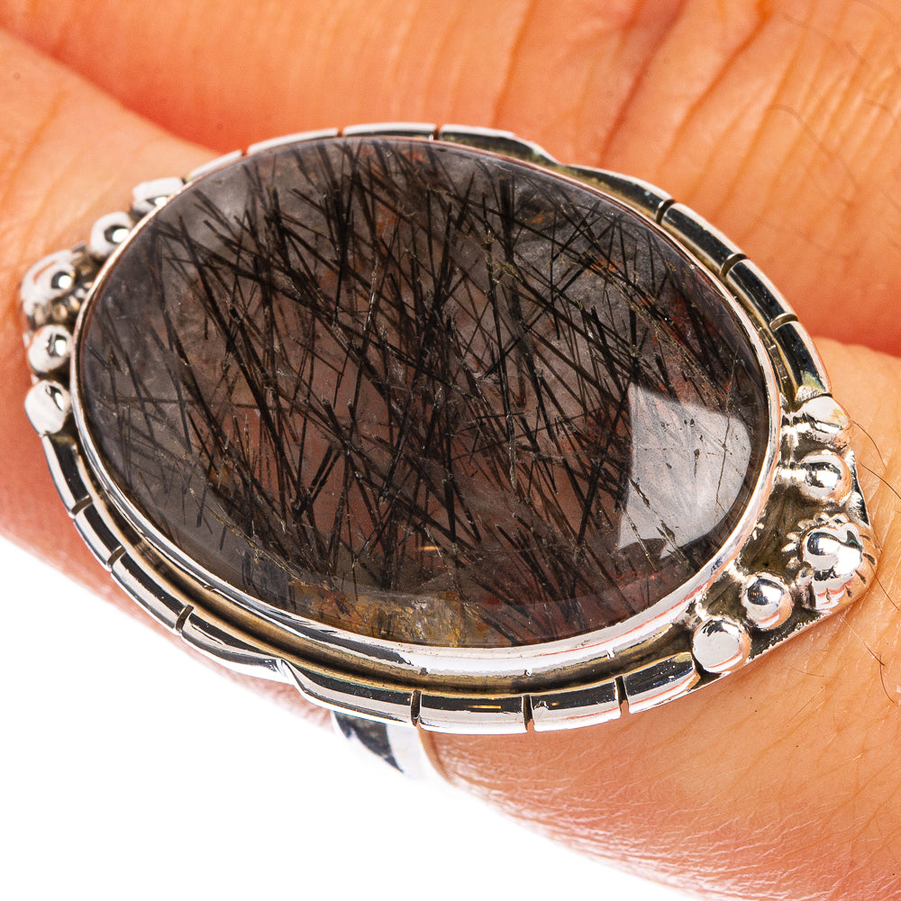 Large Tourmalinated Quartz Ring Size 7.5 (925 Sterling Silver) R144346