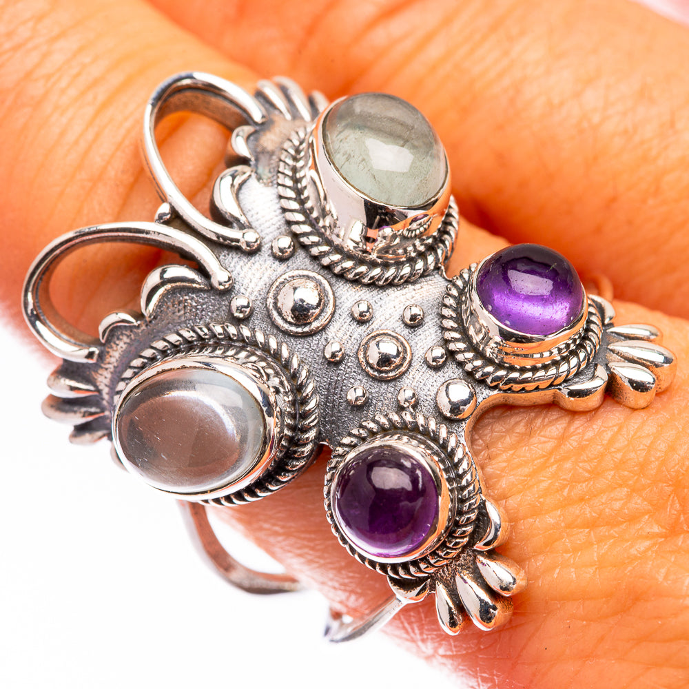Large Aquamarine, Amethyst Ring Size 9.75 (925 Sterling Silver) R140834