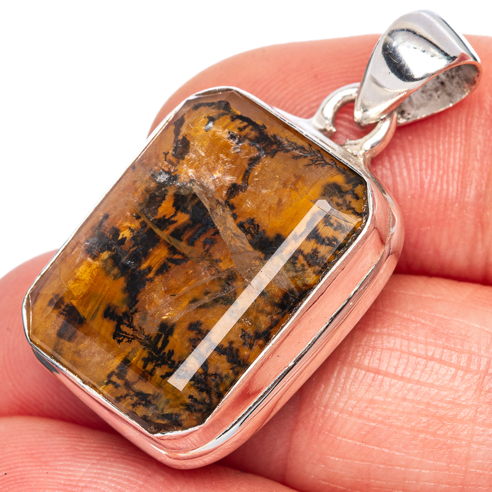 Scenic Dendritic Agate Pendant 1 1/4" (925 Sterling Silver) P41643