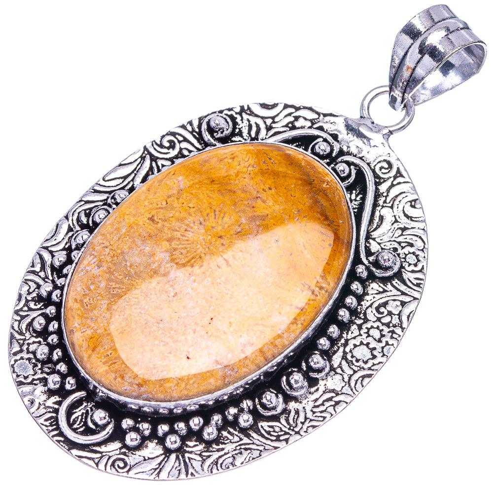 Fossil Coral Pendant 2 1/2" (German Silver)