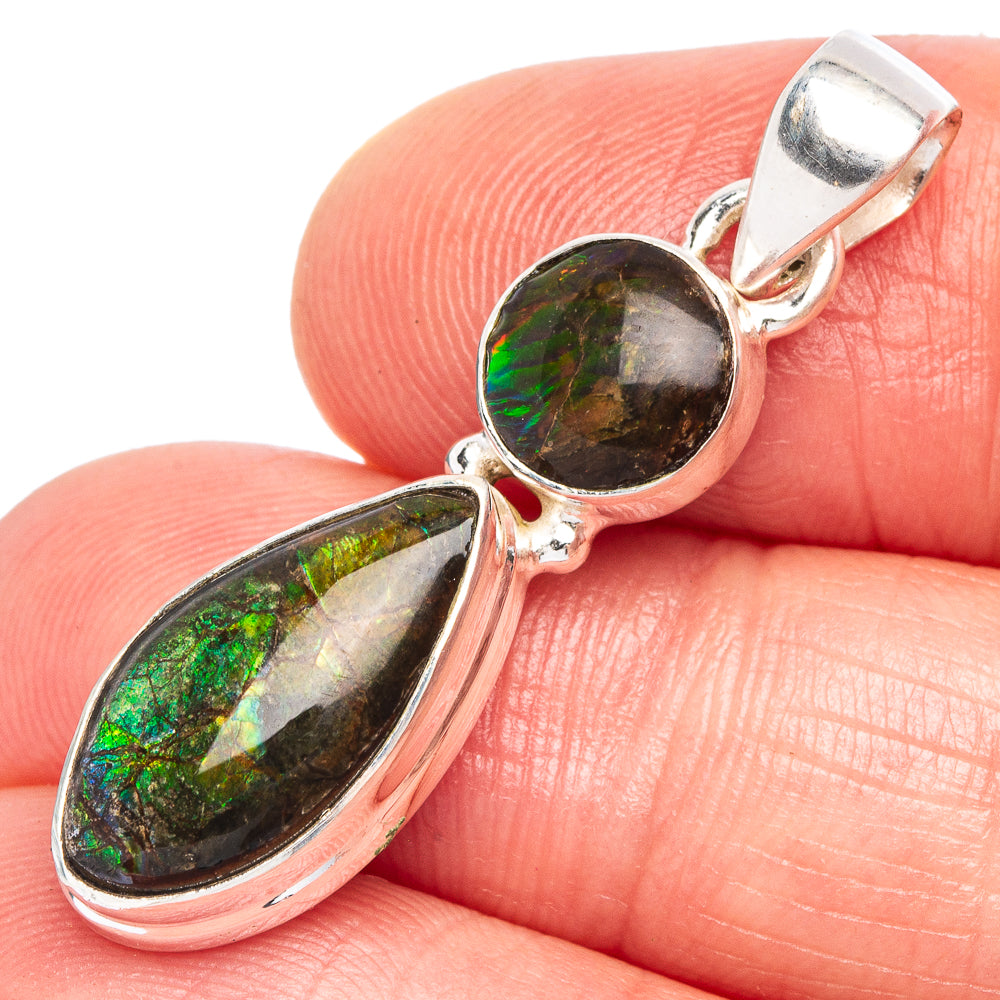 Rare Ammolite Pendant 1 3/8" (925 Sterling Silver) P44078