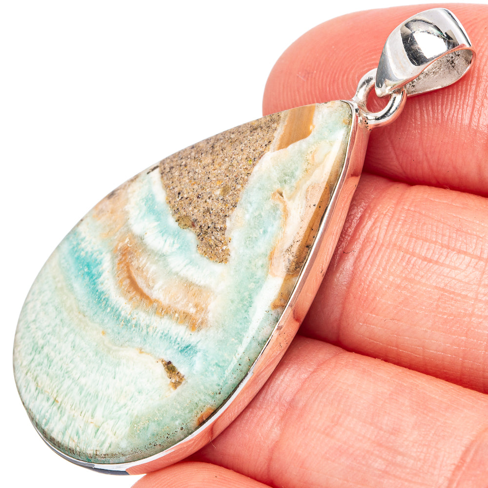 Blue Aragonite Pendant 1 7/8" (925 Sterling Silver) P43105