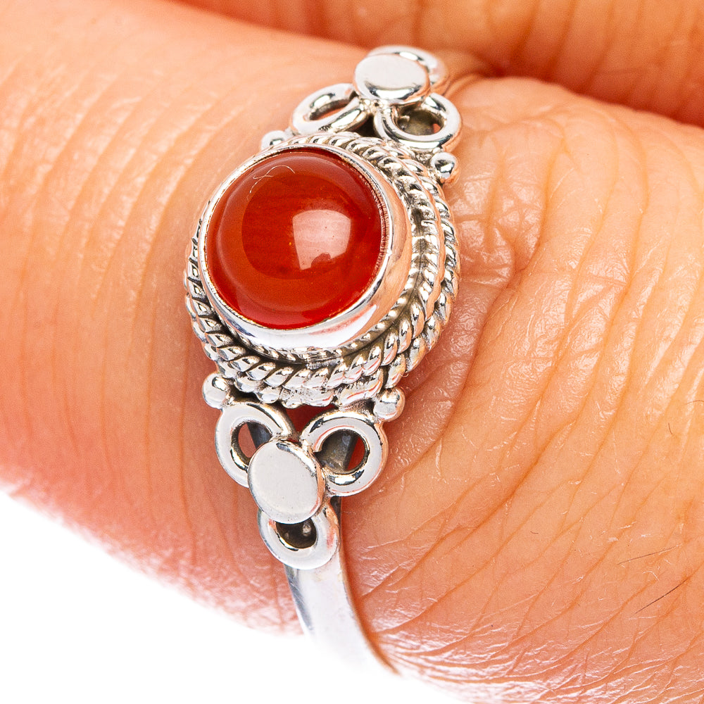 Carnelian Dainty Ring Size 7.5 (925 Sterling Silver) R1018