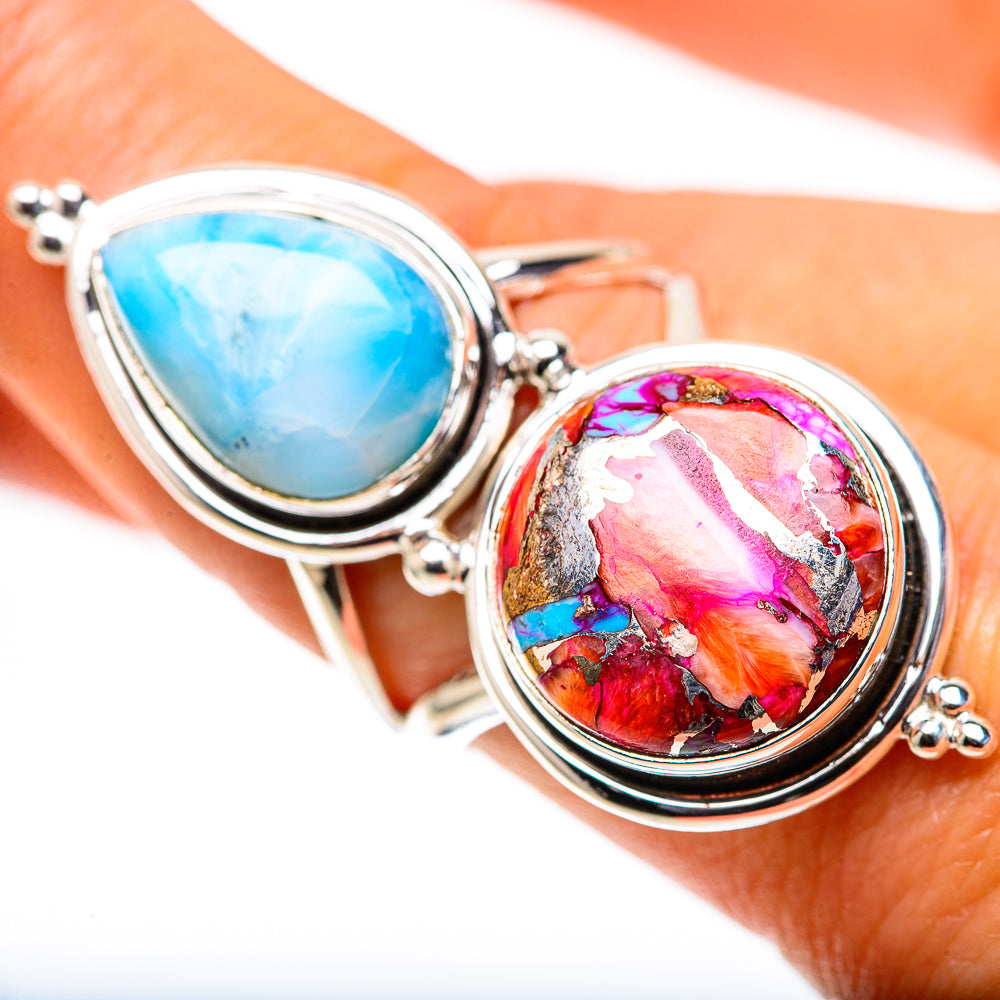 Large Kingman Pink Dahlia Turquoise, Larimar Ring Size 8 (925 Sterling Silver) RING138587