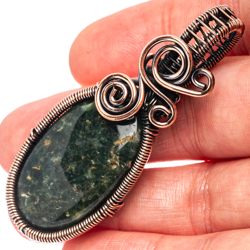 Ocean Jasper Wire Wrap Pendant 2 1/4" (Oxidized Copper)