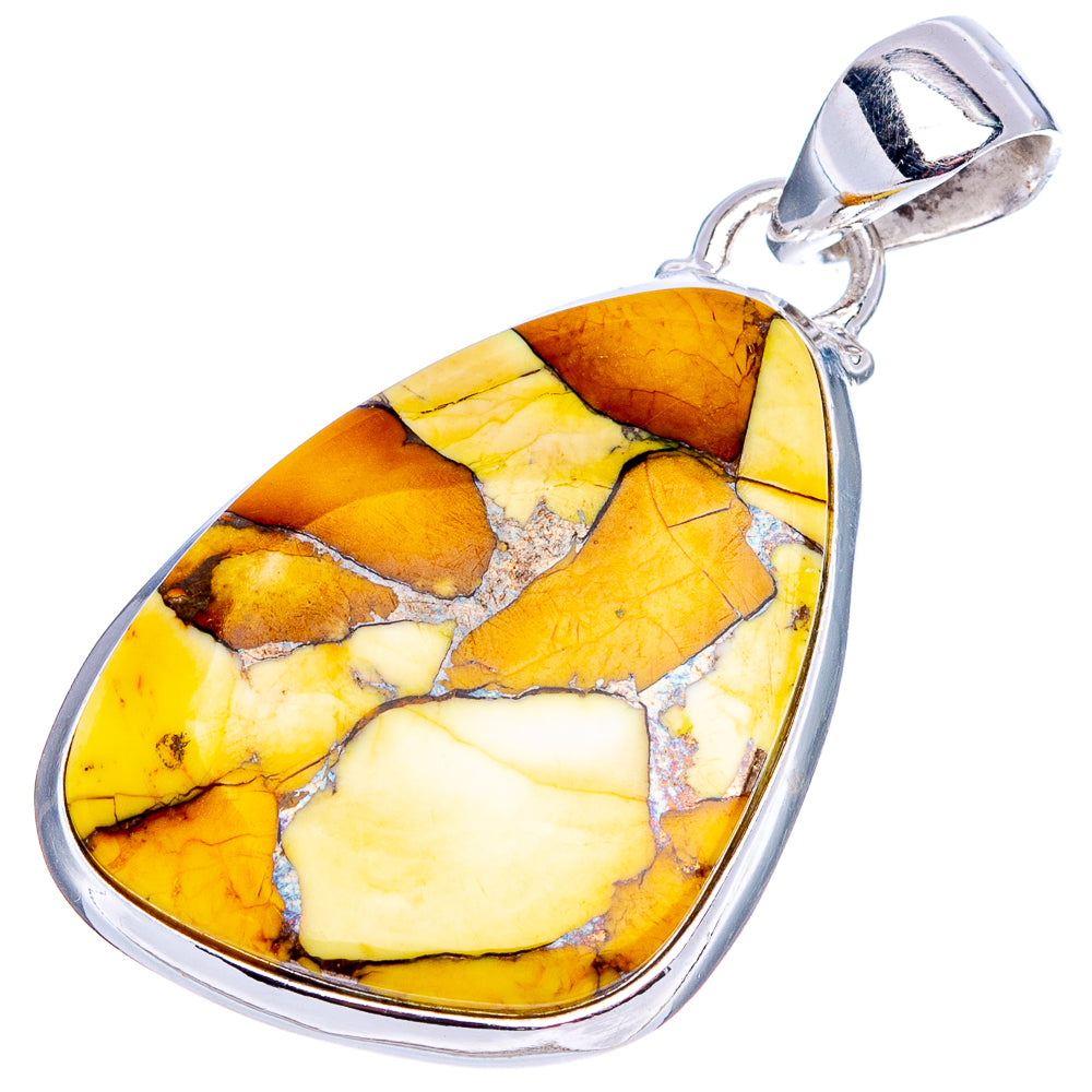 Honey Dahlia Mohave Turquoise Pendant 1 5/8" (.925 Sterling Silver)