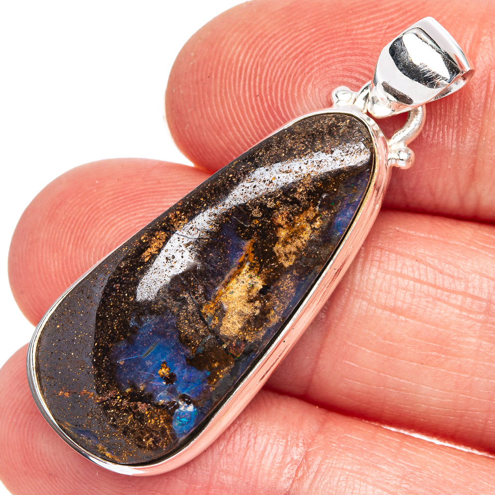 Rare Boulder Opal Pendant 1 5/8" (925 Sterling Silver) P40410