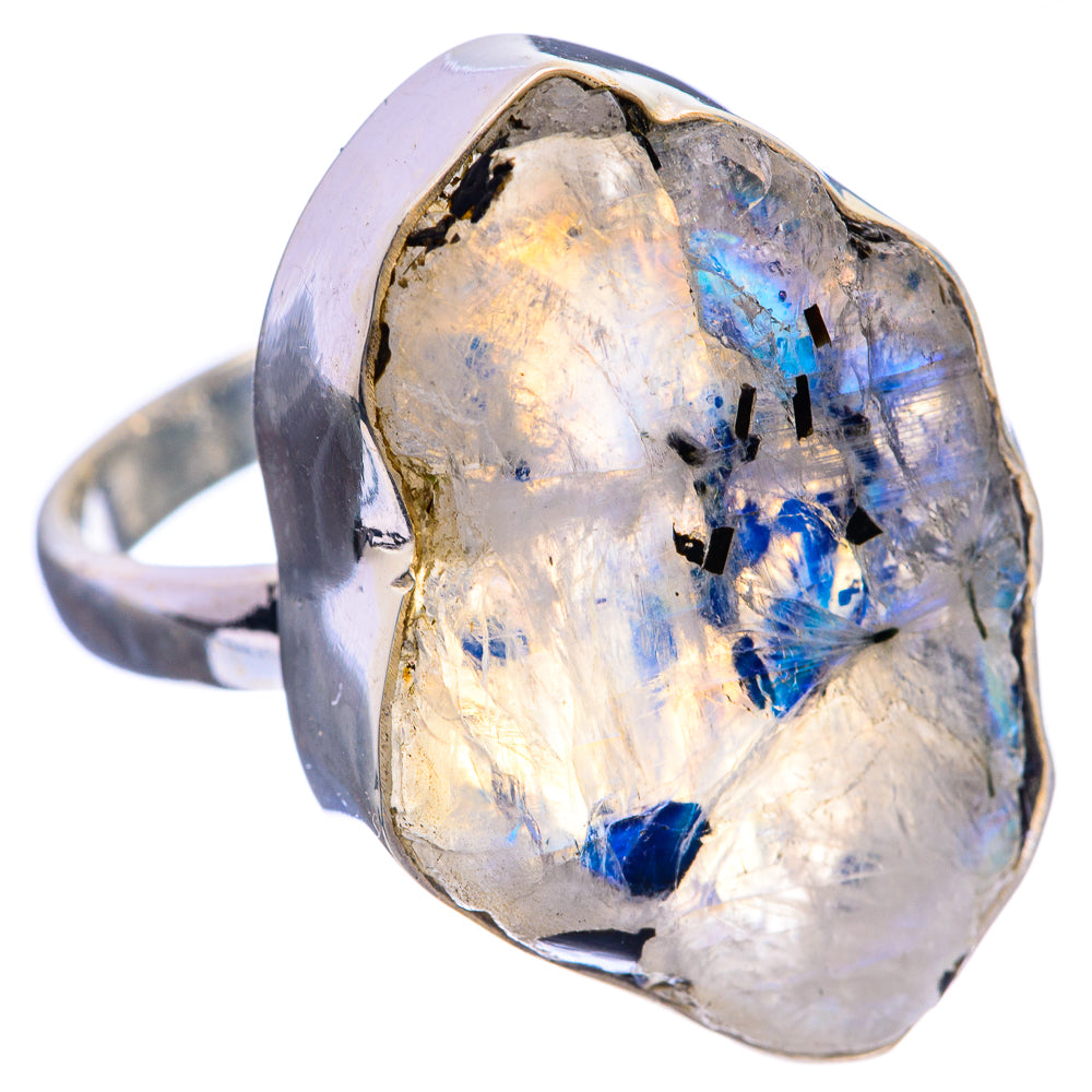 Large Rough Rainbow Moonstone Ring Size 10.75 (925 Sterling Silver) R142997