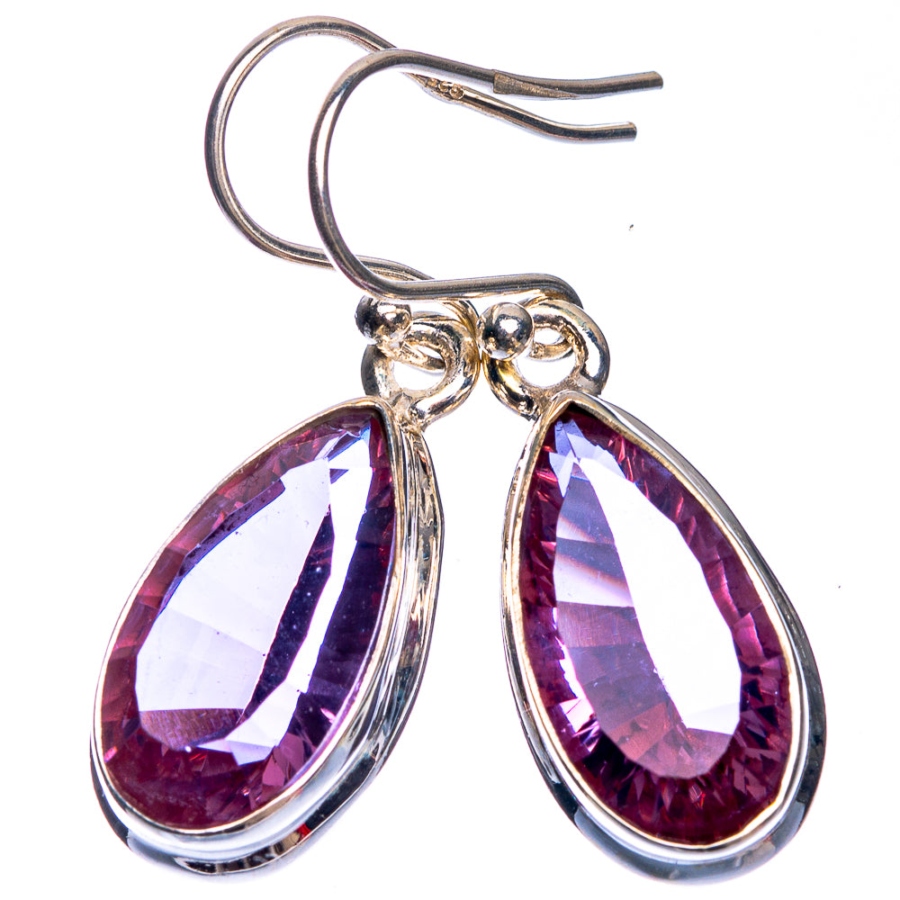 Faceted Color Change Alexandrite (Lab.) Earrings 1 3/8" (925 Sterling Silver) E432674