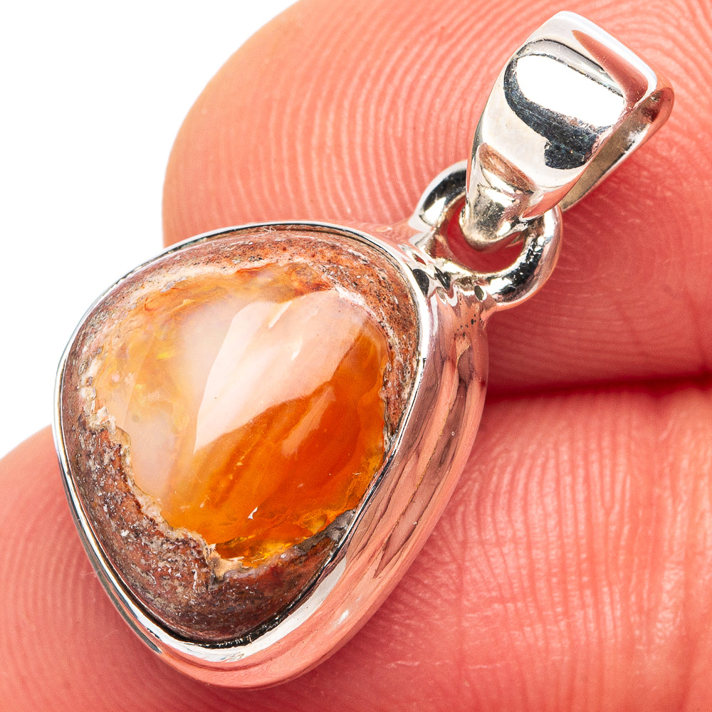 Rare Mexican Fire Opal Pendant 7/8" (.925 Sterling Silver)