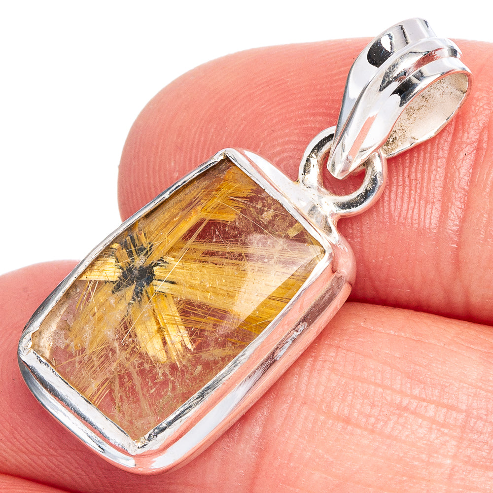 Rare Star Rutilated Quartz Pendant 1 1/4" (925 Sterling Silver) P40562