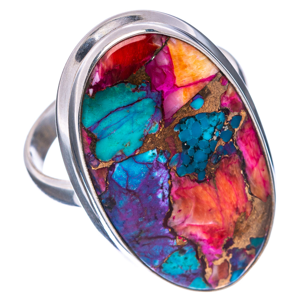 Premium Pink Dahlia Mohave Turquoise Ring Size 10.5 (.925 Sterling Silver)