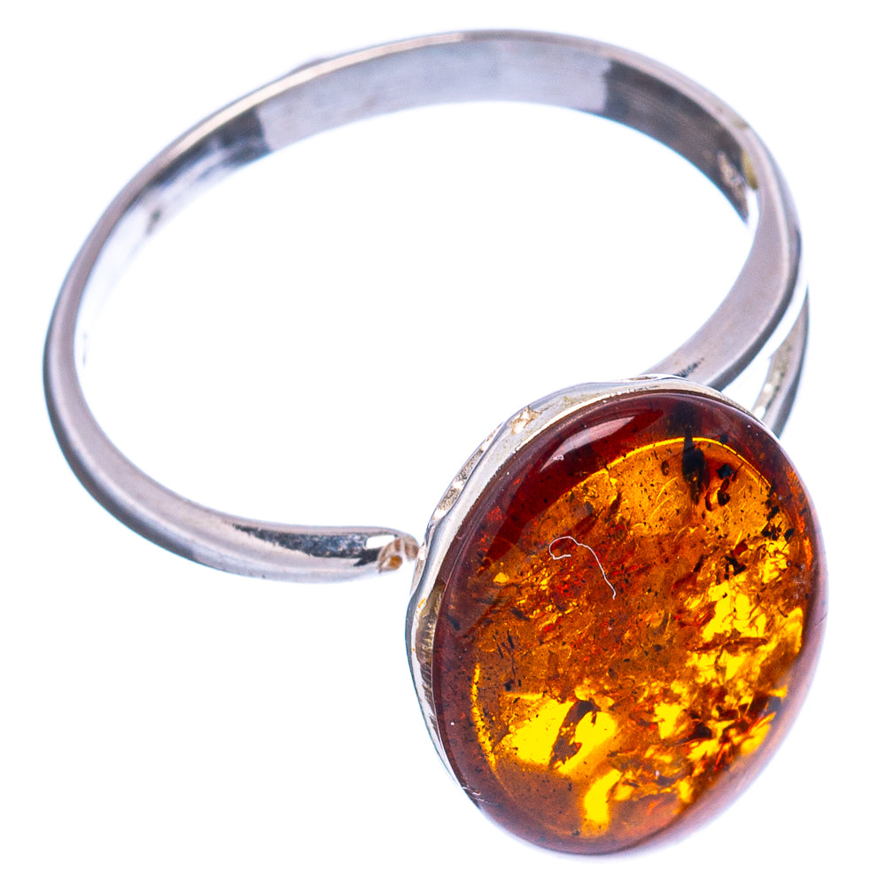 Baltic Amber Ring Size 7 Adjustable (.925 Sterling Silver)