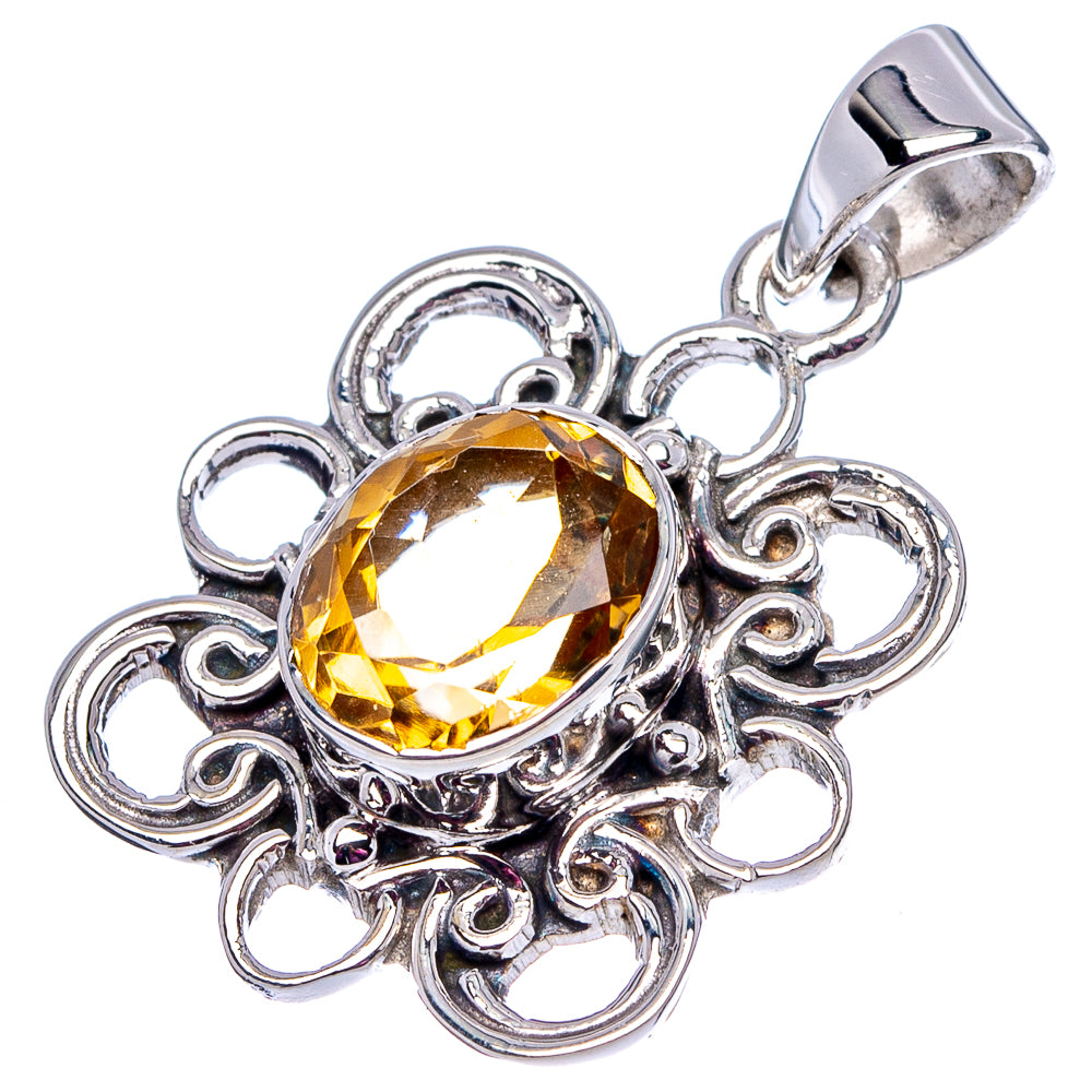 Premium Citrine Pendant 1 1/4" (.925 Sterling Silver)