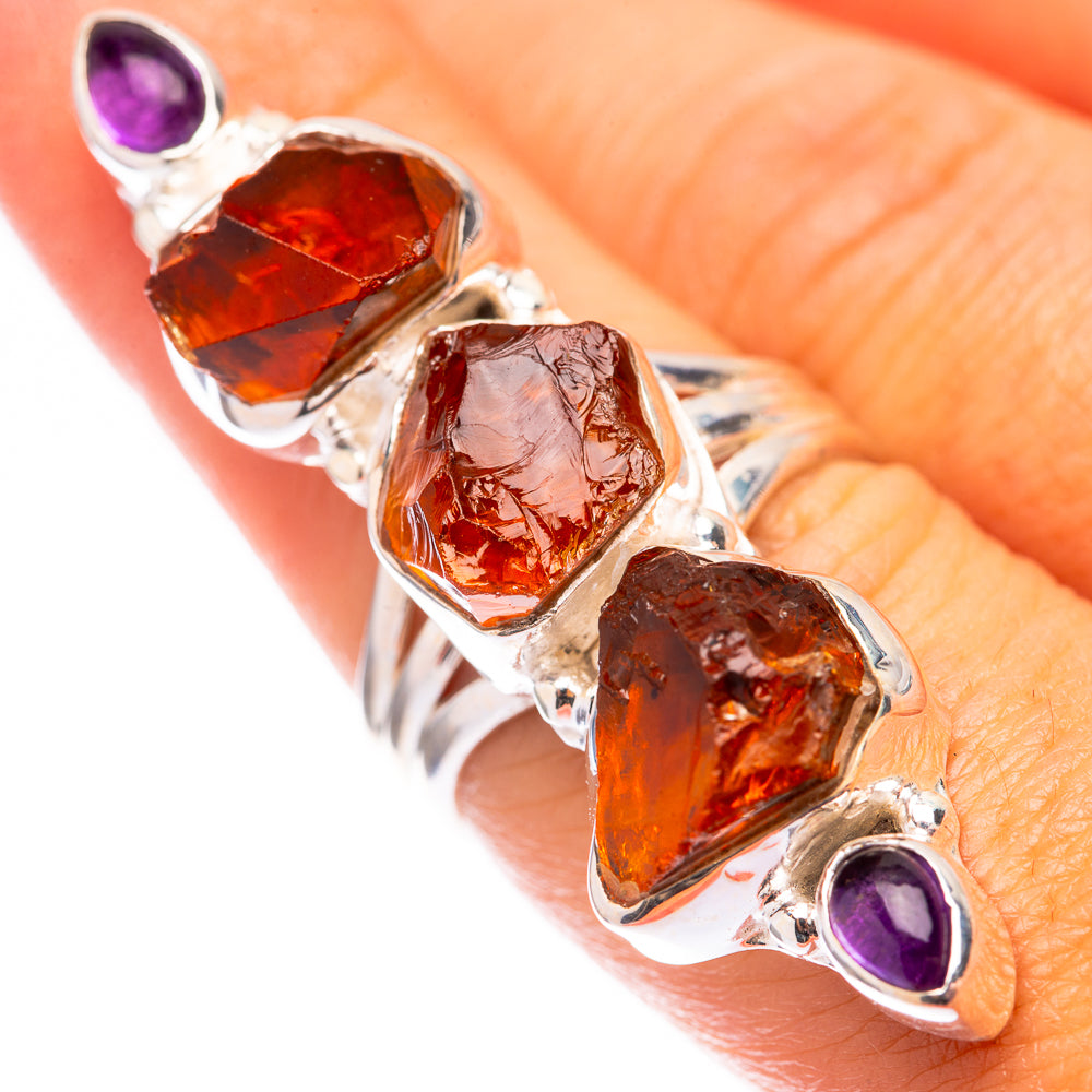 Large Raw Citrine, Amethyst 925 Sterling Silver Ring Size 7.25 (925 Sterling Silver) RING140378