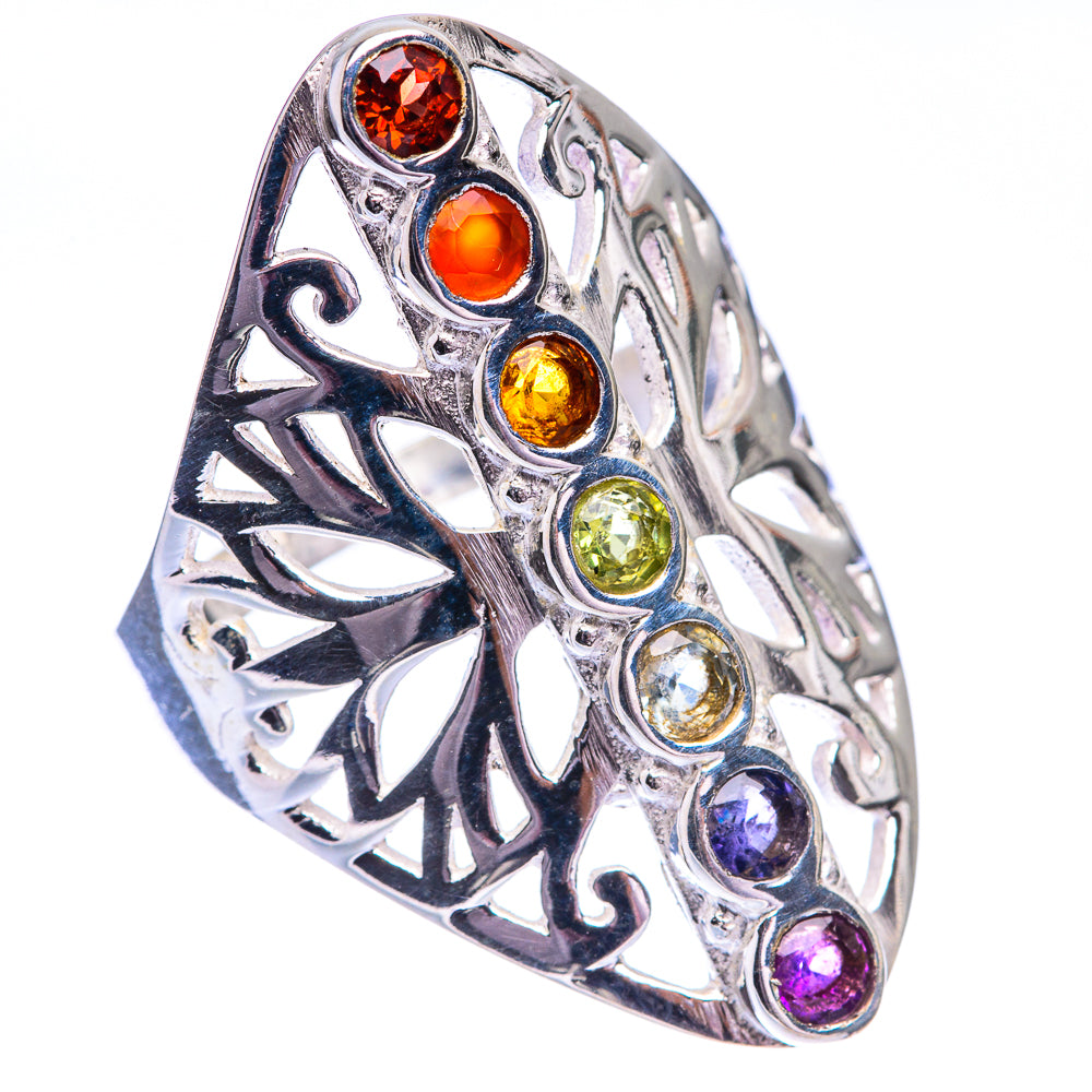 Rainbow Chakra Ring Size 8 (925 Sterling Silver) R140565