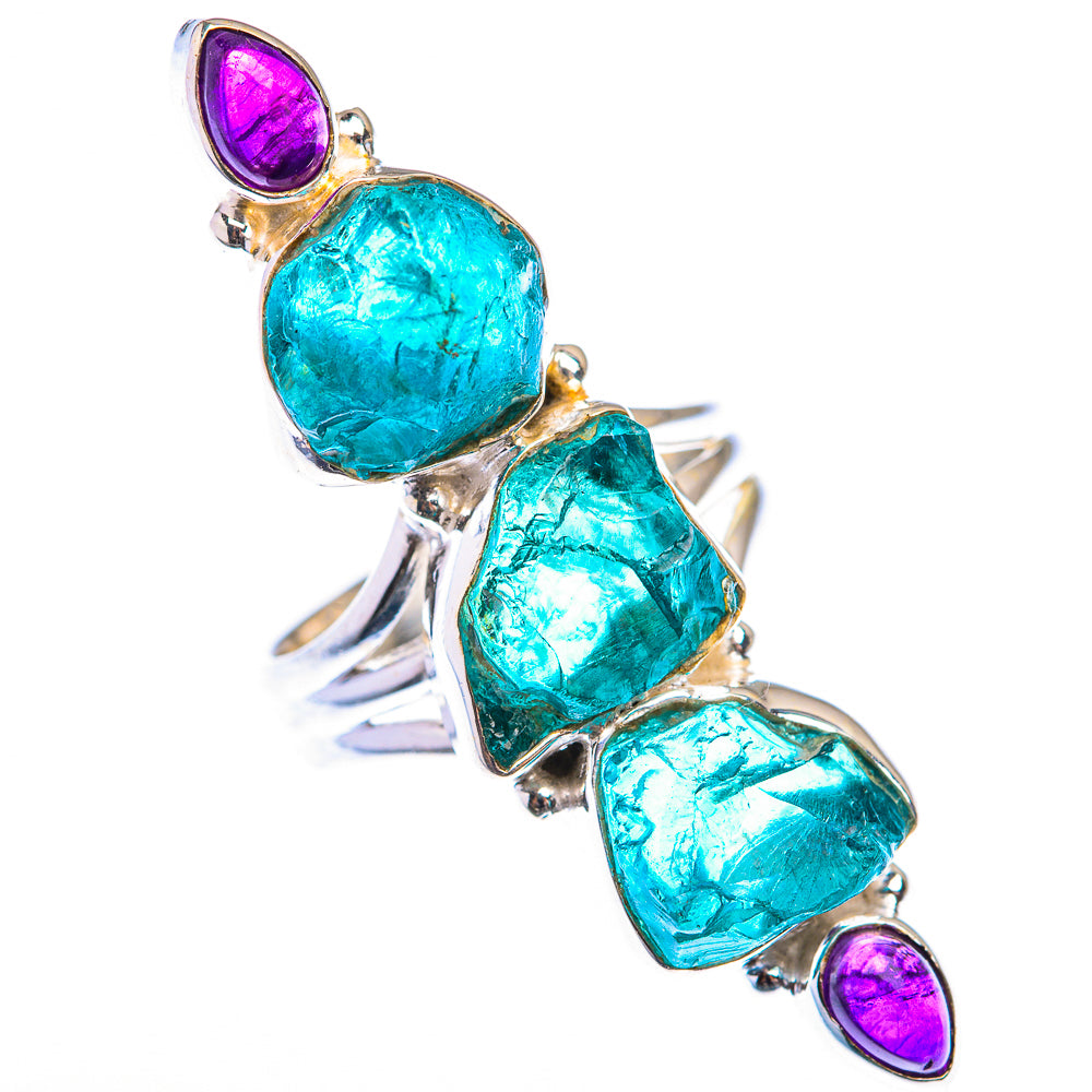 Large Blue Fluorite, Amethyst Ring Size 7.25 (925 Sterling Silver) RING139998
