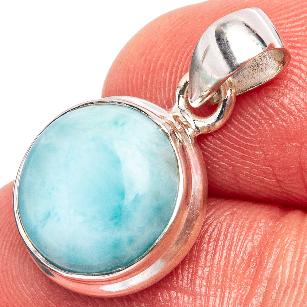 Rare Larimar Pendant 7/8" (.925 Sterling Silver)