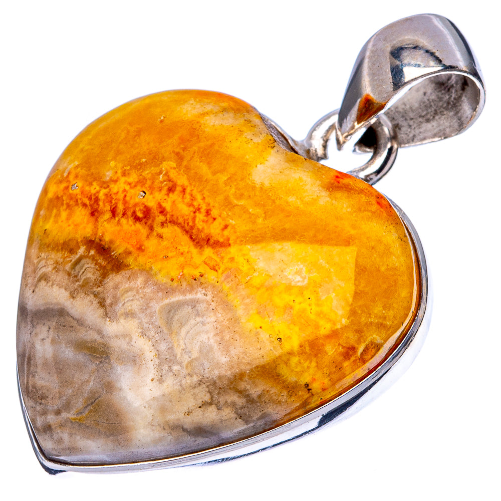 Bumble Bee Jasper Heart Pendant 1 1/4" (925 Sterling Silver) P42877