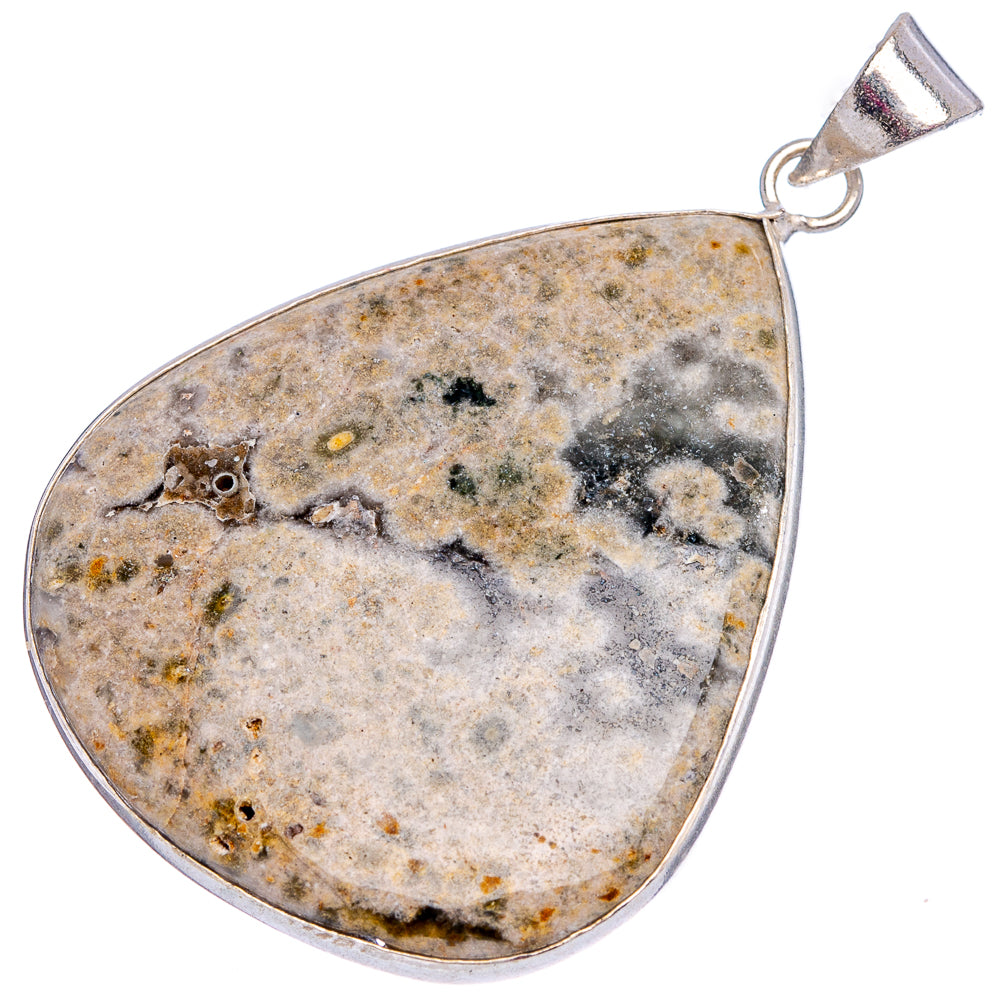 Ocean Jasper Pendant 2 1/8" (Silver Plated)
