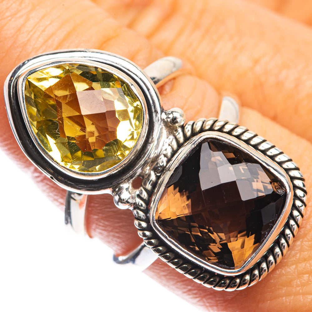 Large Smoky Quartz, Citrine Ring Size 8 (925 Sterling Silver) RING143485